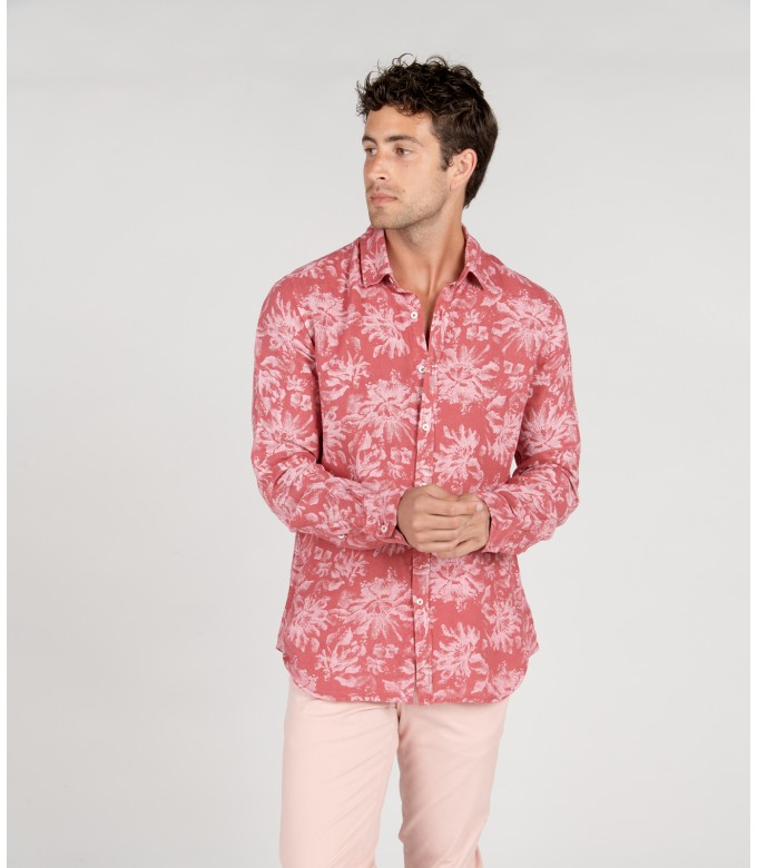 HONORE - Chemise imprimé en lin motifs floral litchi