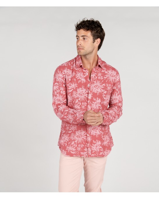 HONORE - Litchi floral print linen shirt