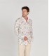 TROPICAL FLOWERS PRINTED LINEN SHIRT LEAF GREEN