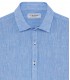 JONAS - Camicia a tinta unita in lino screziato, blu