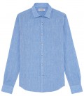 JONAS - Camicia di lino blu a tinta unita