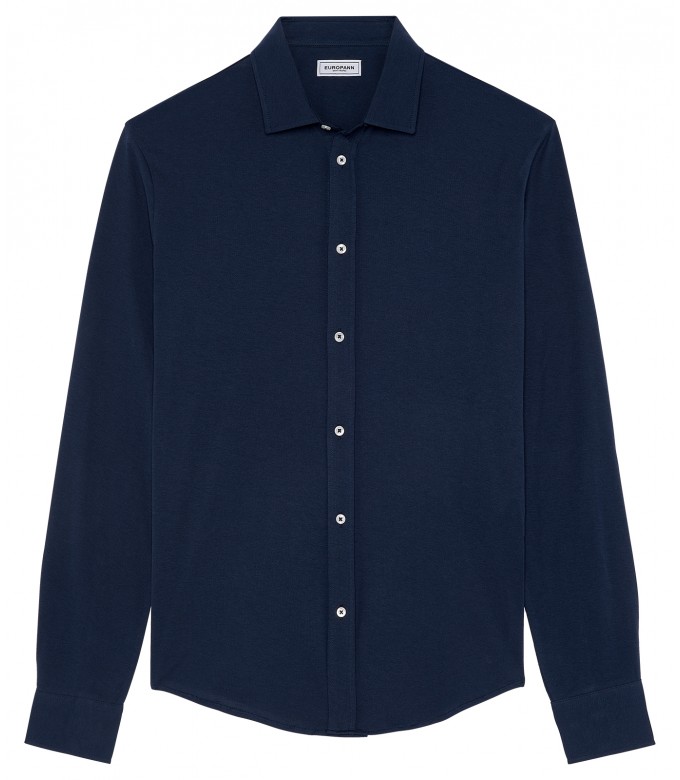 STUART - Thin jersey cotton shirt, ink blue