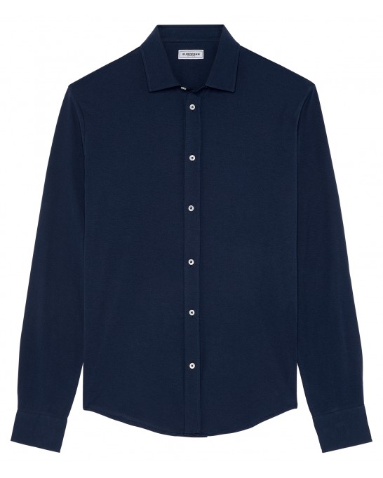 STUART - Thin jersey cotton shirt, ink blue