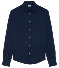 STUART - Camicia slim-fit in jersey di cotone blu navy