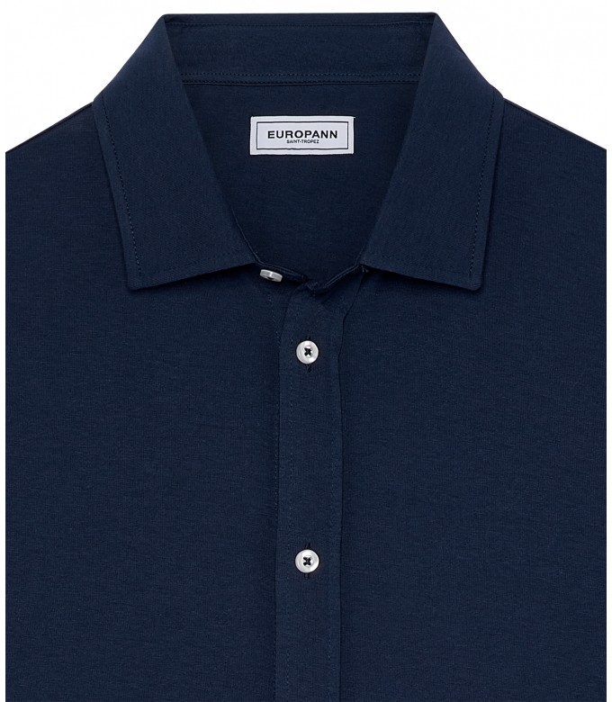 STUART - Thin jersey cotton shirt, ink blue