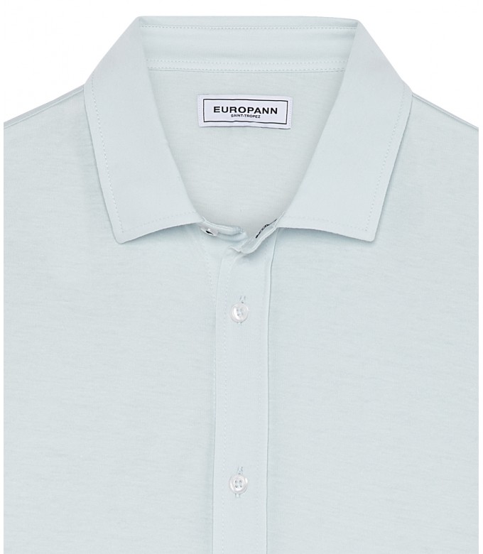 STUART - Thin jersey cotton shirt, light blue