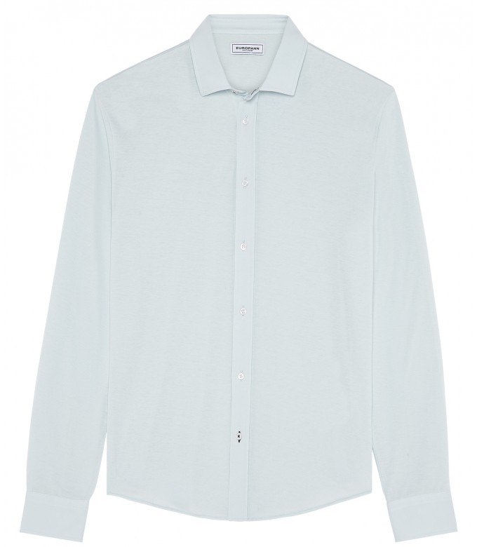 STUART - Thin jersey cotton shirt, light blue