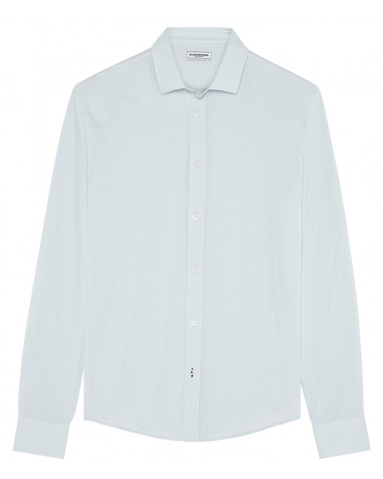 STUART - Thin jersey cotton shirt, light blue