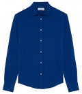 STUART - Jersey cotton slim-fit shirt royal blue
