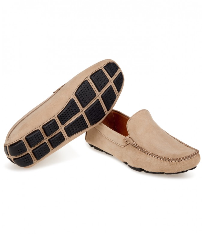 MONZA - Nubuck loafers, taupe