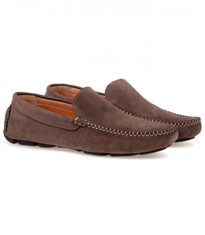 MONZA - Nubuck loafers, chocolate