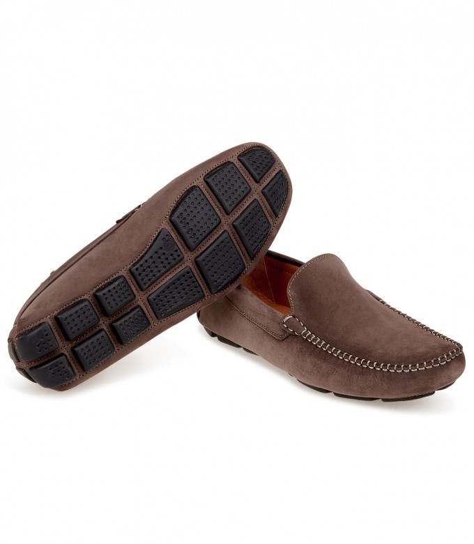 MONZA - Nubuck loafers, chocolate