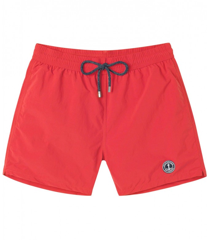 SOFT - short de baño liso, slim fit, coral