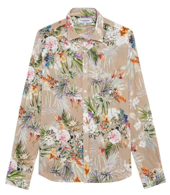 LUC - Cotton beige printed shirt