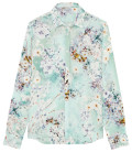 LORD - Aqua floral printed linen shirt