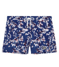 Shorts de banho com estampa de flores japonesas THEO Indigo