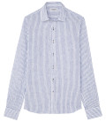 RAY - Camicia di lino blu a righe piccole