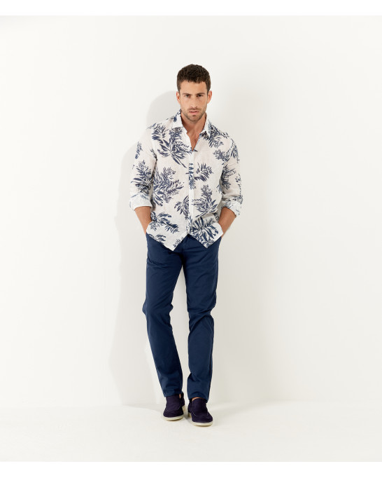 BLAKE - White fern print linen shirt