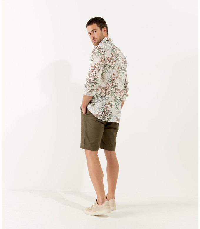 BLOOM - Cotton ecru flower printed shirt