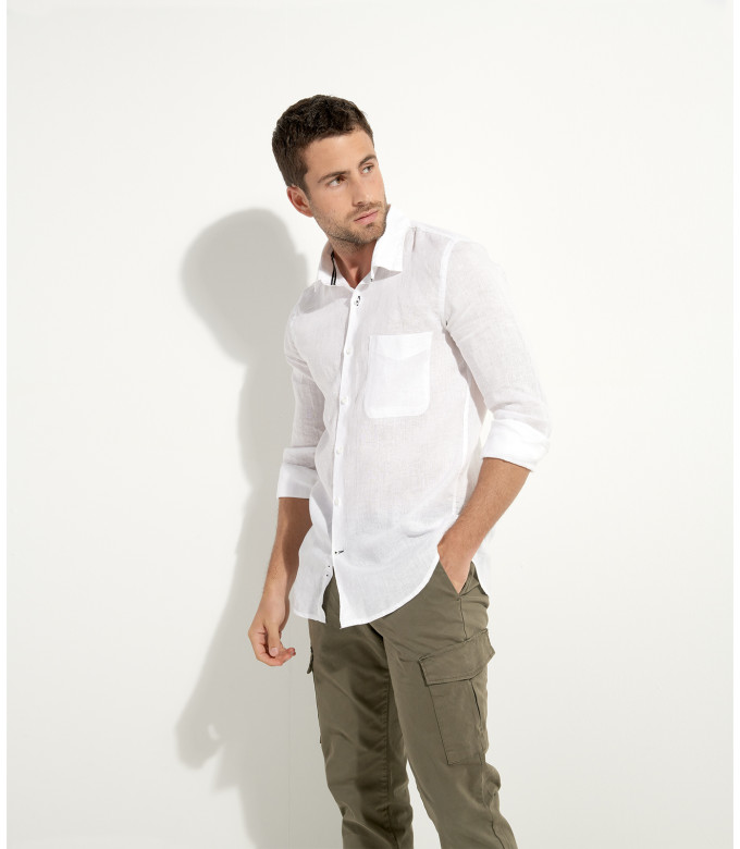 DIVA - Camisa casual de linho branco 