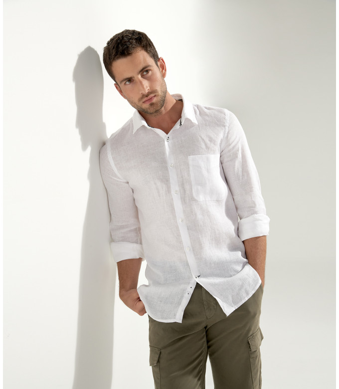 DIVA - Camisa casual de linho branco 