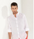 JONAS - Camisa blanca, lino jaspeado liso