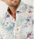 LORD - Aqua floral printed linen shirt