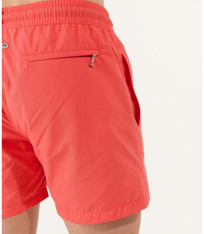 SOFT - short de baño liso, slim fit, coral