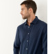 STUART - Thin jersey cotton shirt, ink blue