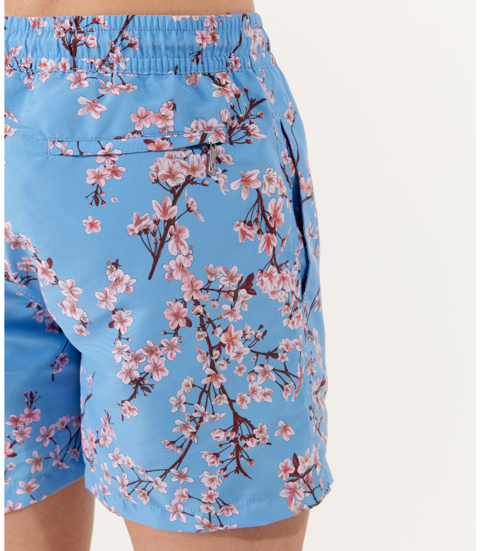 THEO Short de bain imprimé motif fleur japonaise ocean