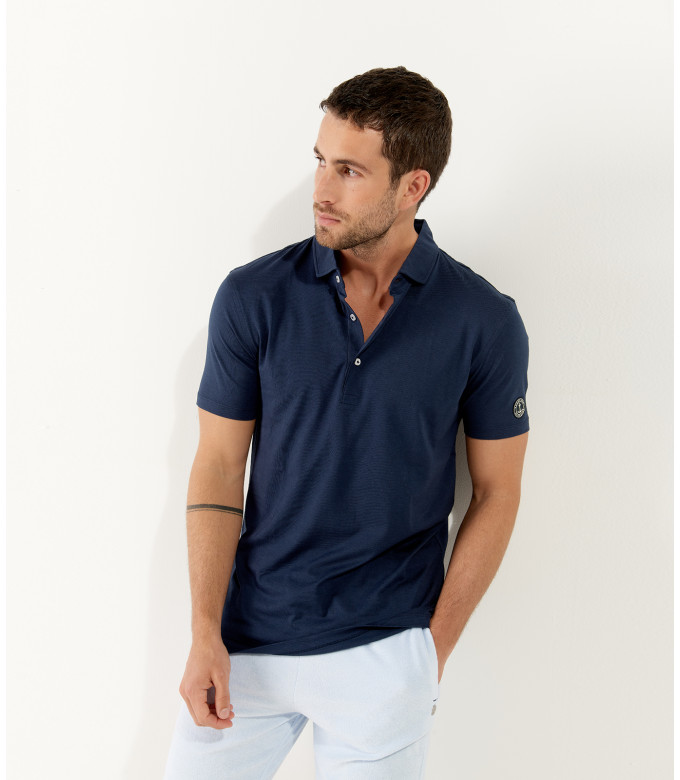 WESTON - Cotton jersey polo shirt, navy