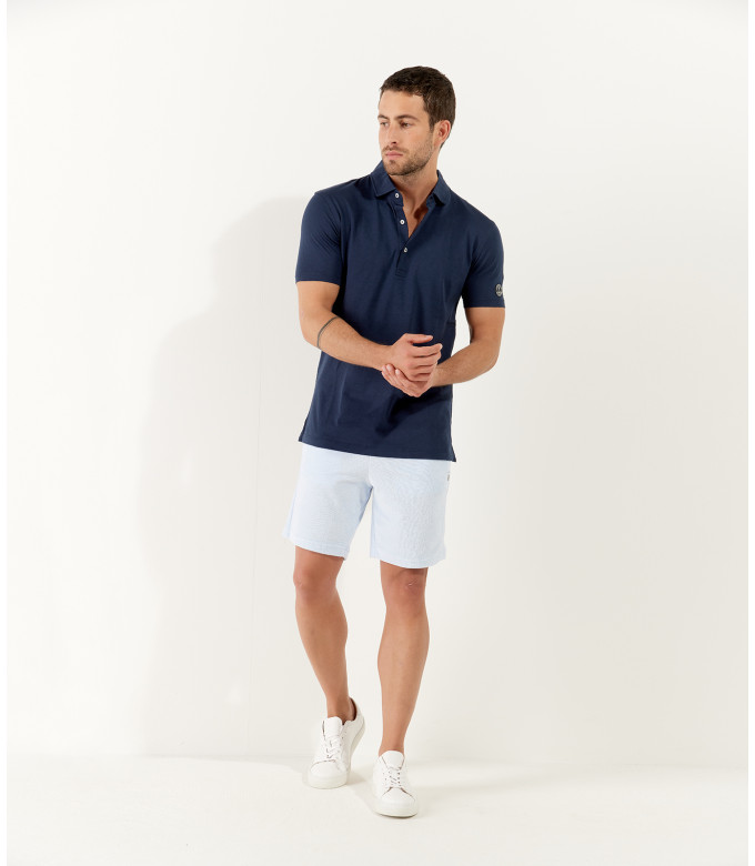 WESTON - Cotton jersey polo shirt, navy