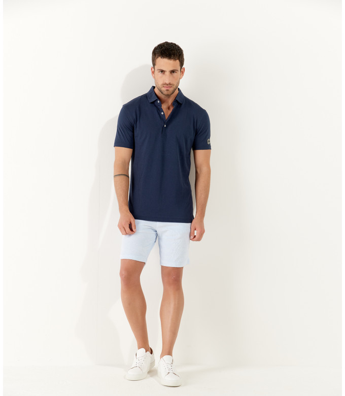 WESTON - Cotton jersey polo shirt, navy