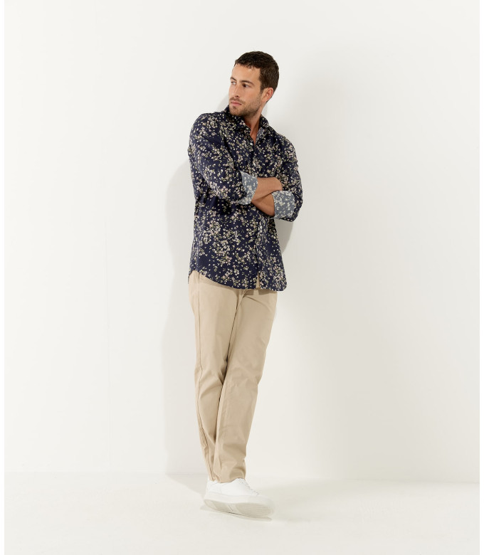 FLASH - Slim fit cotton chinos, camel