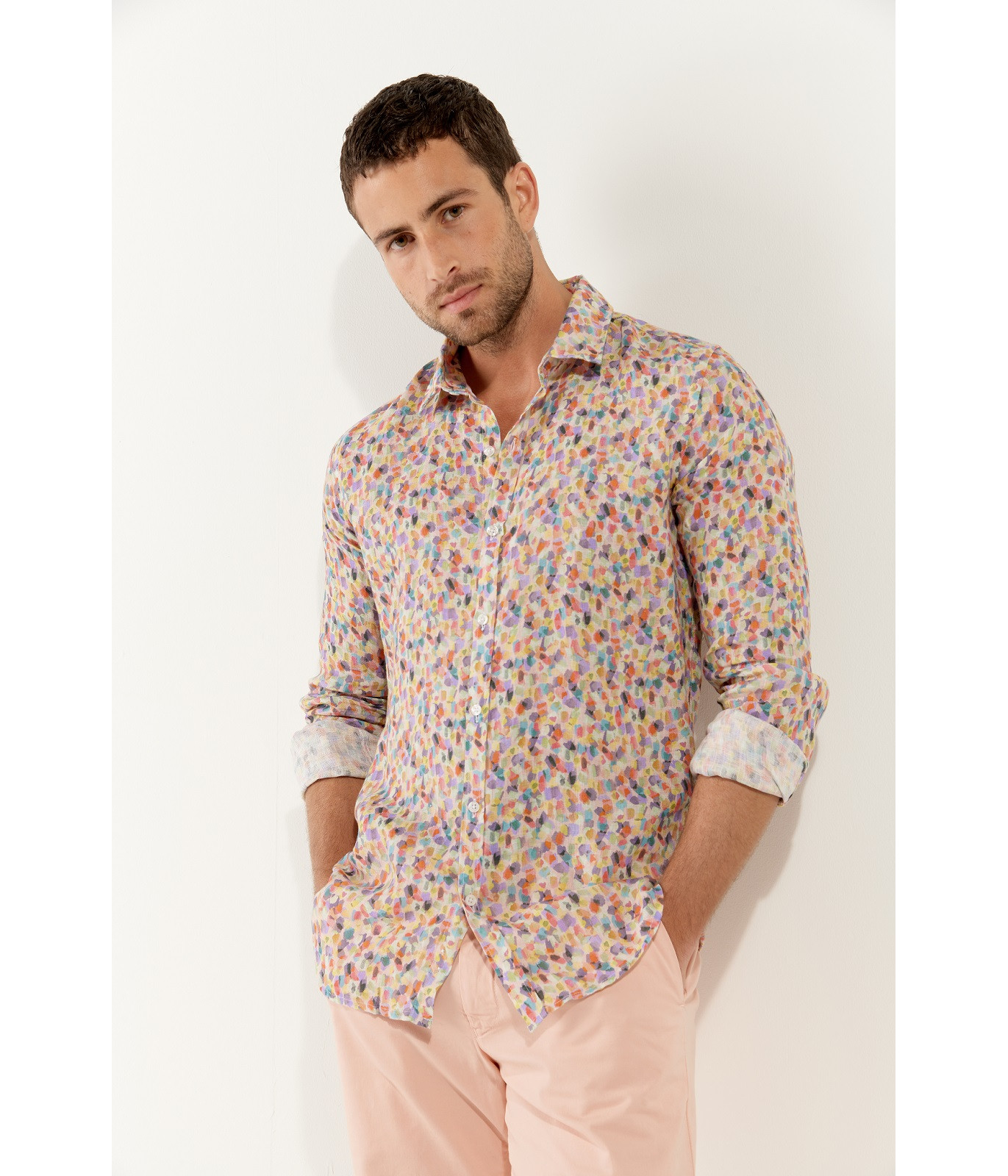 COOPER - Multi confetti print linen shirt