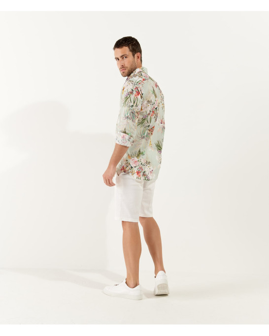 TURNER - Bermuda slim fit lin chiné Blanc