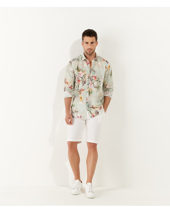 TURNER - Bermuda slim fit lin chiné Blanc