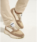 FIRE - Low top beige chunky sneakers in nubuck leather