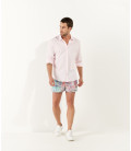 STUART - Camisa de algodão rosa em jersey slim-fit