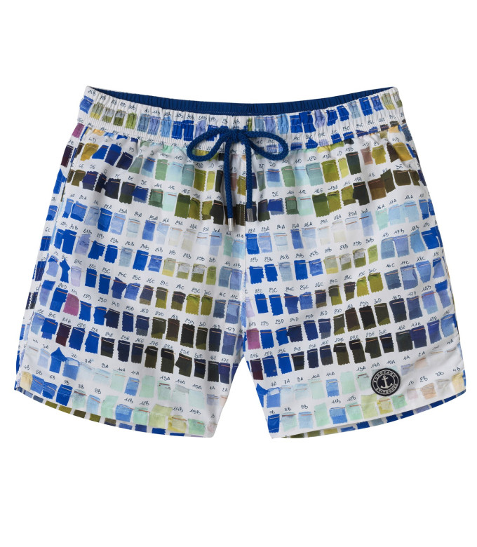 BORNEO- Badeshorts mit Pantone-Print, weiß