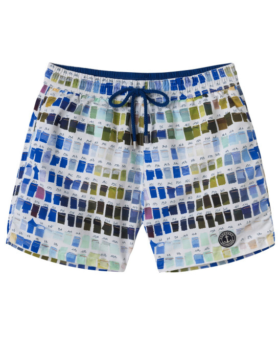 BORNEO- Badeshorts mit Pantone-Print, weiß