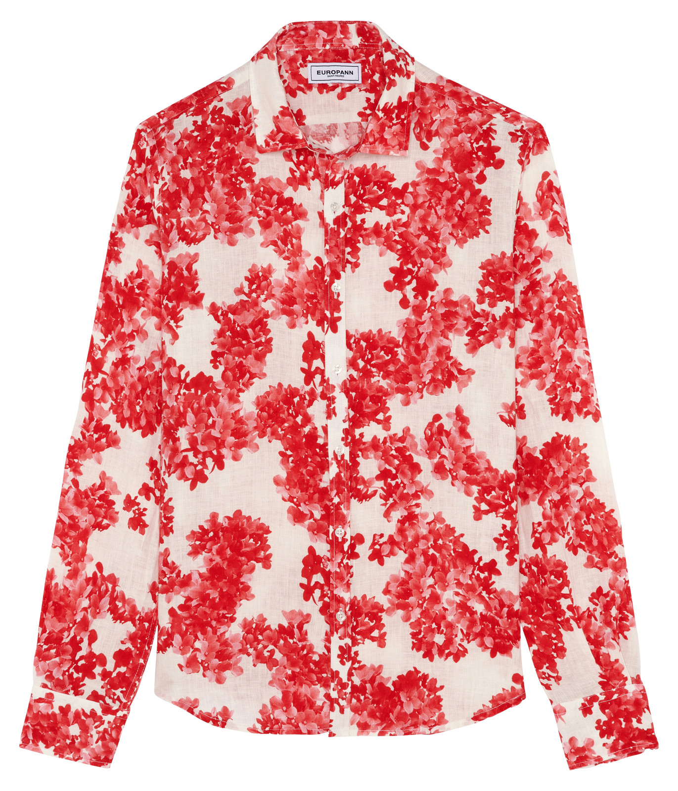 AMALFI - Coral Flower Print Linen Shirt