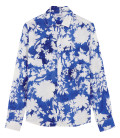 CRISTO - Royal blue flower printed linen shirt