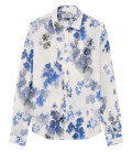 DIEGO - Linen shirt with ocean watercolor flower print