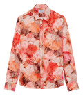 ENNA - Camisa grande de lino con estampado de flores coral