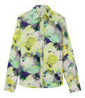 ENNA - Chemise en lin imprimé grandes fleurs lime