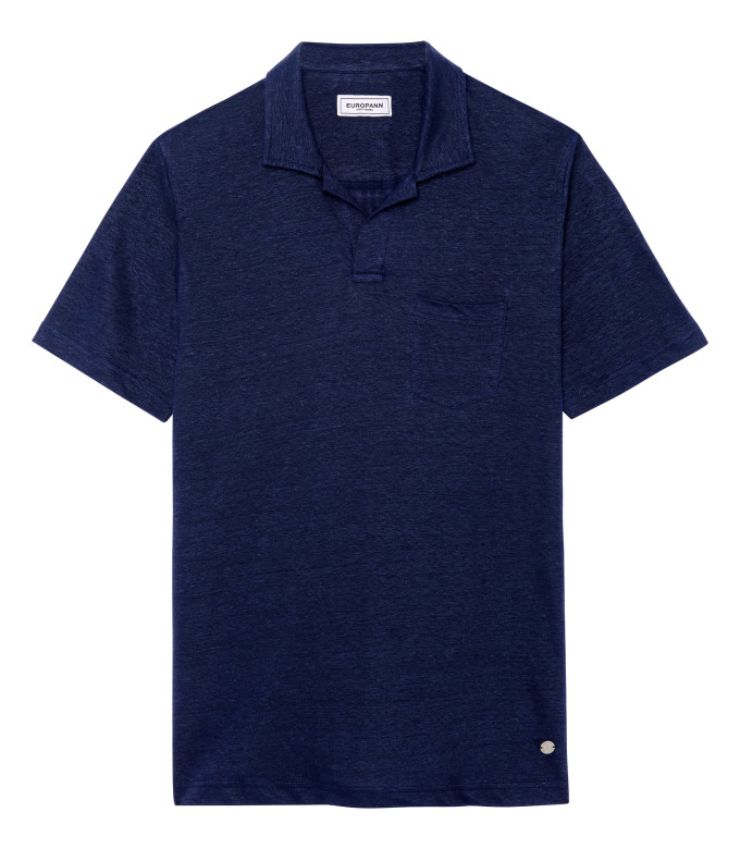 LUKE - Polo jersey lin marine