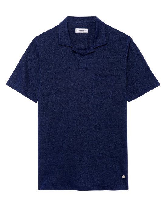 LUKE - Polo jersey lin marine