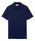 LUKE - Polo in jersey di lino color navy