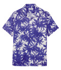 MARCUS - Short-sleeved linen shirt in royal blue palm print